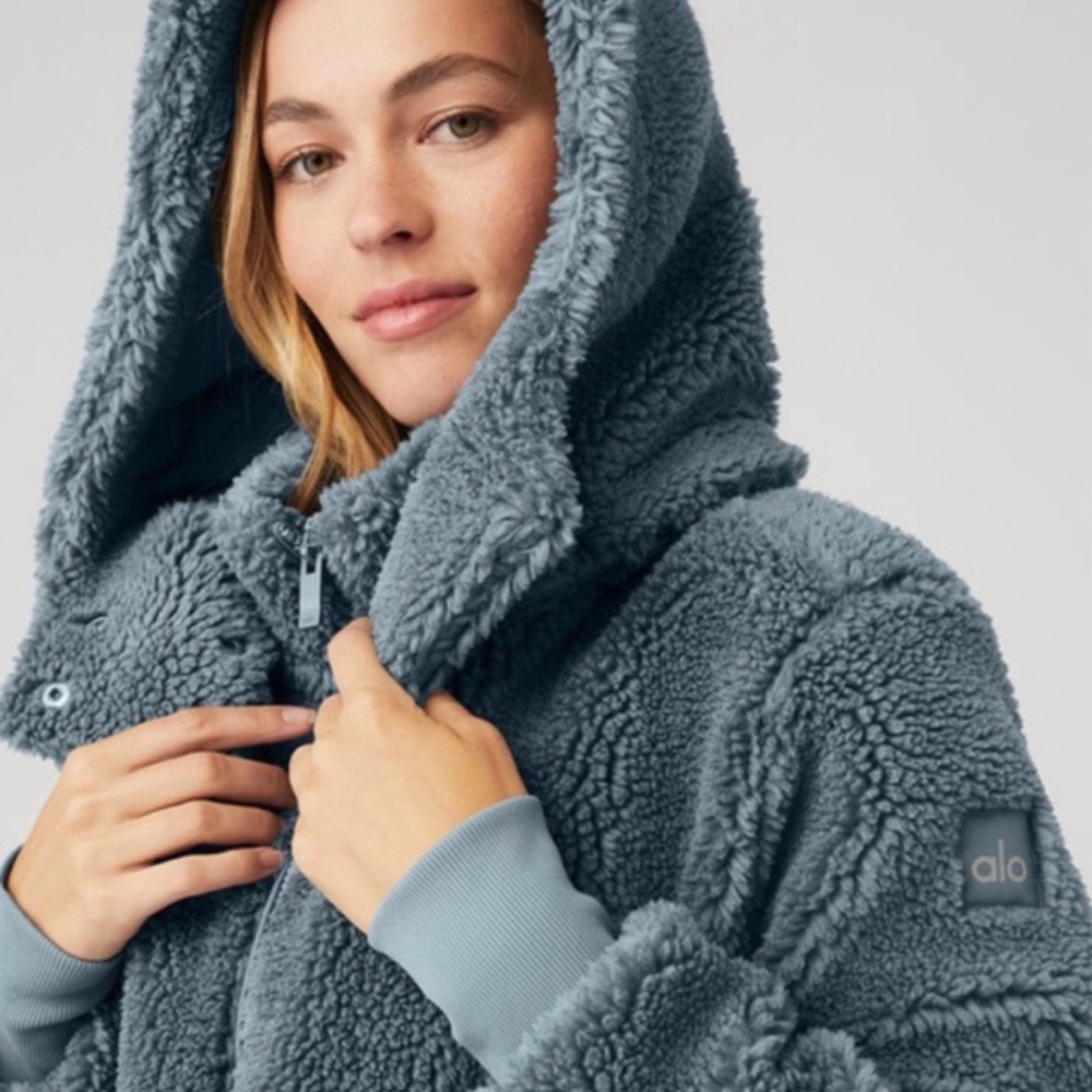 Alo Yoga Foxy Sherpa Jacket Steel Blue M - Picture 4 of 14